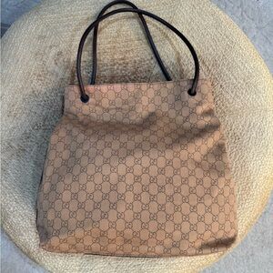 ❤️Gucci GG Canvas & Leather Bucket Style Bag